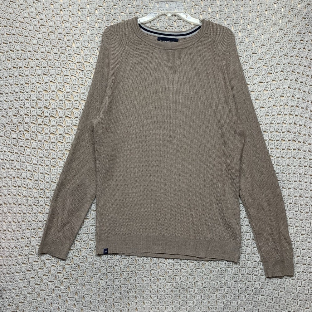 Mizzen+Main Cassady‎ Crewneck Sweater Mens Sz L Beige Pullover Long sleeve Knit